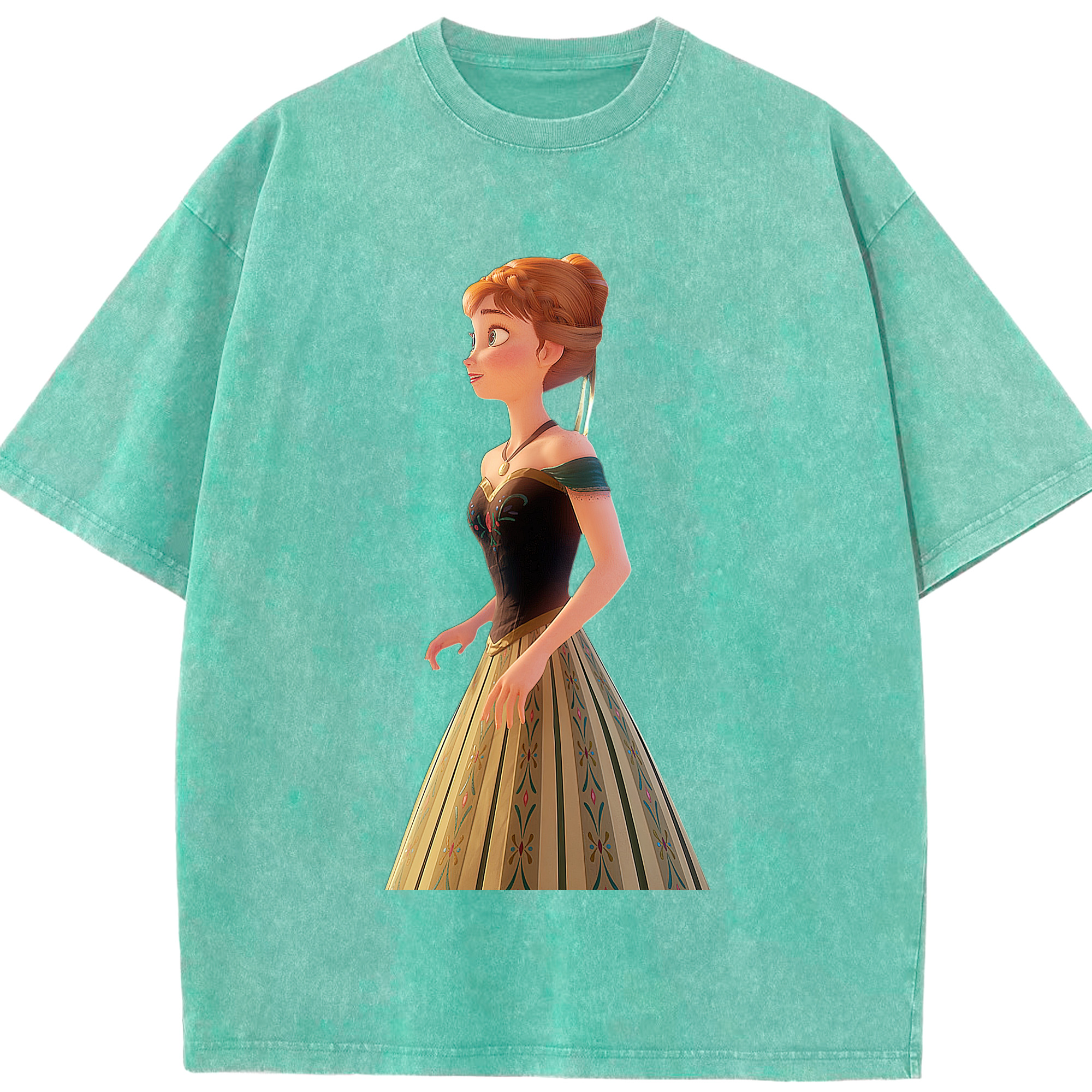 （画像用） アナと雪の女王 アンナ エルサ Frozen Anna Elsa 綿100% ヴィンテージ風 半袖Tシャツ（フロントプリント）
